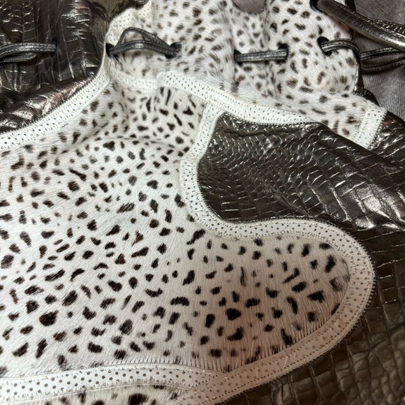 SHARIF Metallic Animal Print Bucket Drawstring Bag - Picture 4 of 16